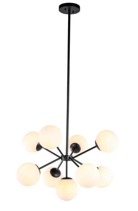 Elegant Lighting LD5028D27BK Nine Light Pendant, Black