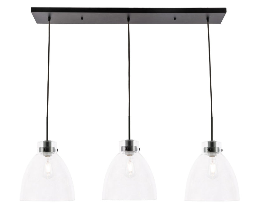 Elegant Lighting LD5030D42BK Three Light Pendant, Black