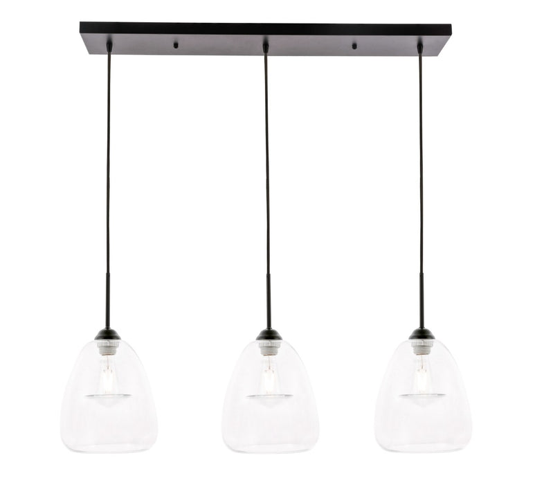 Elegant Lighting LD5032D36BK Three Light Pendant, Black