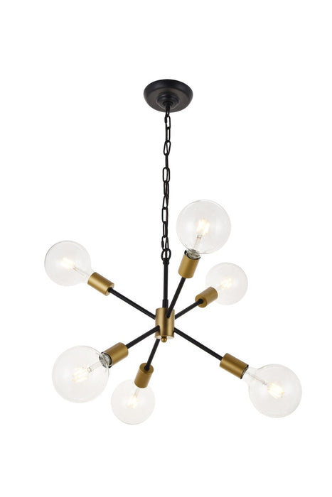 Elegant Lighting LD5033D16BRB Six Light Pendant, Matte black