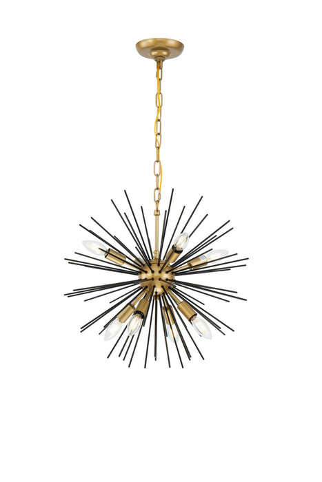 Elegant Lighting LD5035D20BK Eight Light Pendant, brass