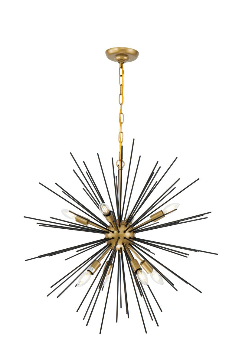 Elegant Lighting LD5038D30BK Eight Light Pendant, brass