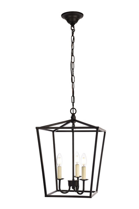 Elegant Lighting LD6008D12BK Three Light Pendant, Black