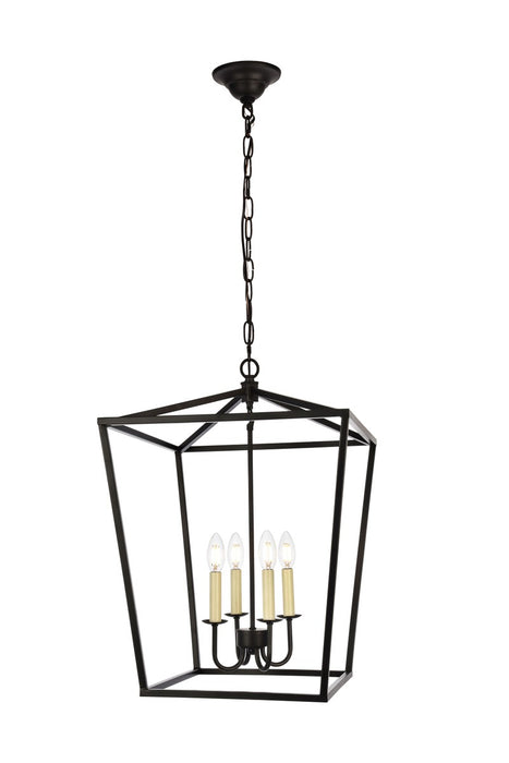 Elegant Lighting LD6008D17BK Four Light Pendant, Black