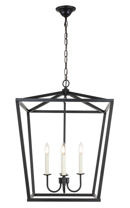 Elegant Lighting LD6008D20BK Four Light Pendant, Black