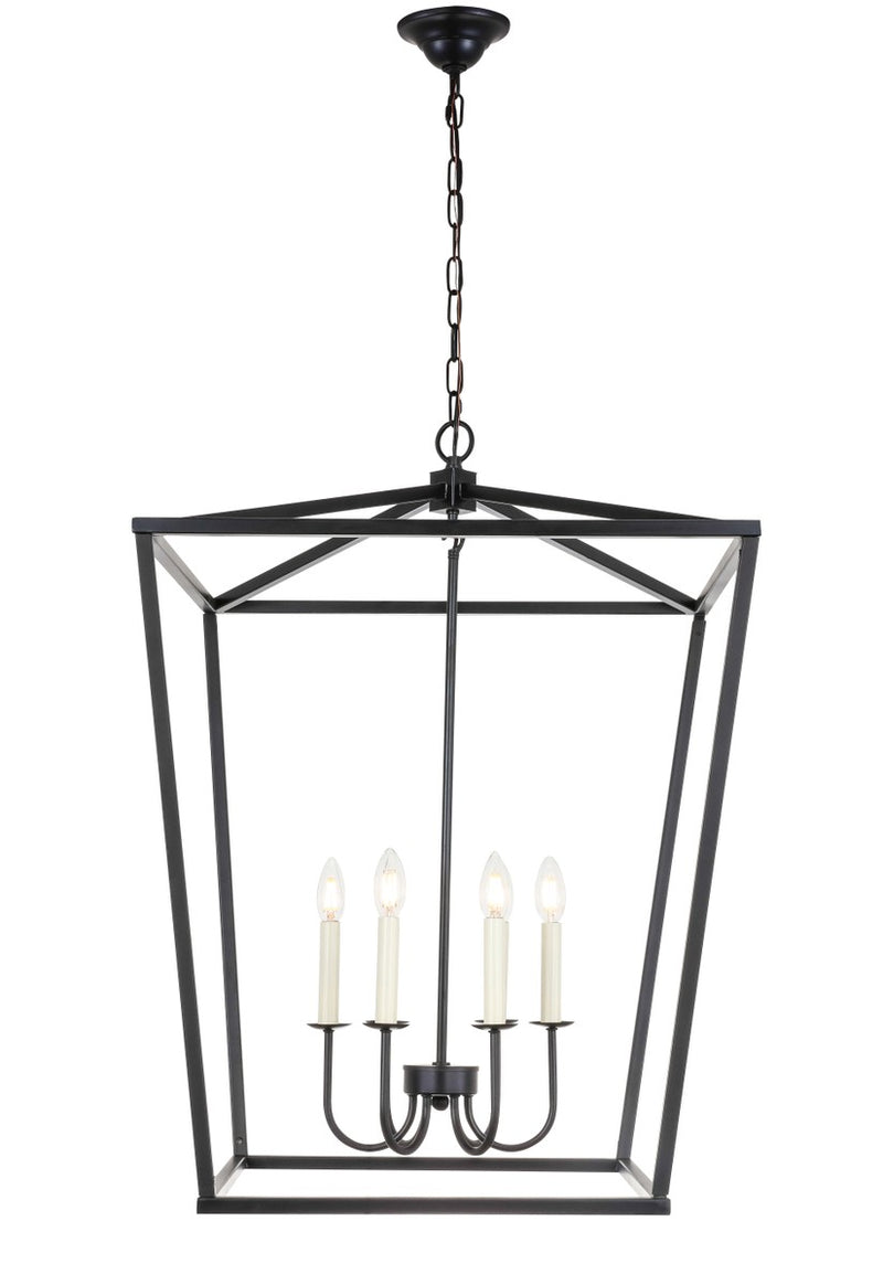 Elegant Lighting LD6008D24BK Six Light Chandelier, Black