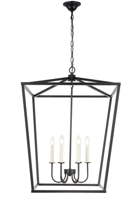 Elegant Lighting LD6008D24BK Six Light Chandelier, Black