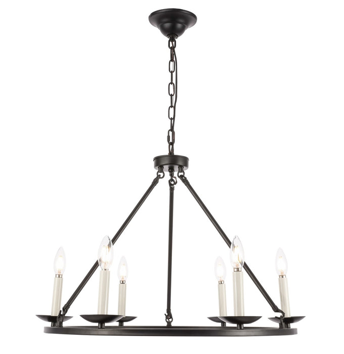 Elegant Lighting LD6010D26BK Six Light Chandelier, Black