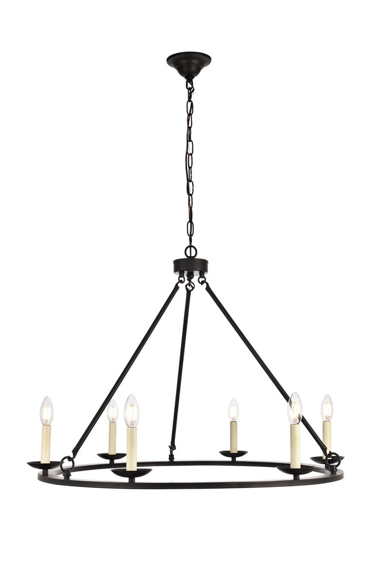 Elegant Lighting LD6010D32BK Six Light Chandelier, Black