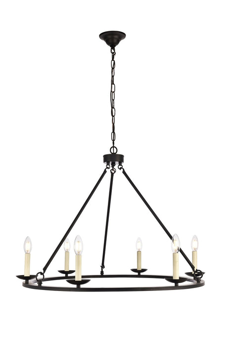 Elegant Lighting LD6010D32BK Six Light Chandelier, Black