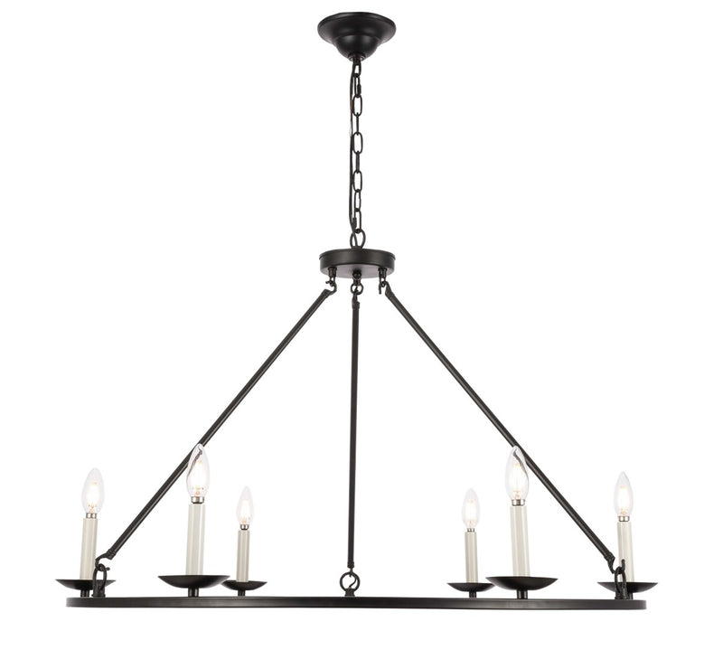 Elegant Lighting LD6010D36BK Six Light Chandelier, Black