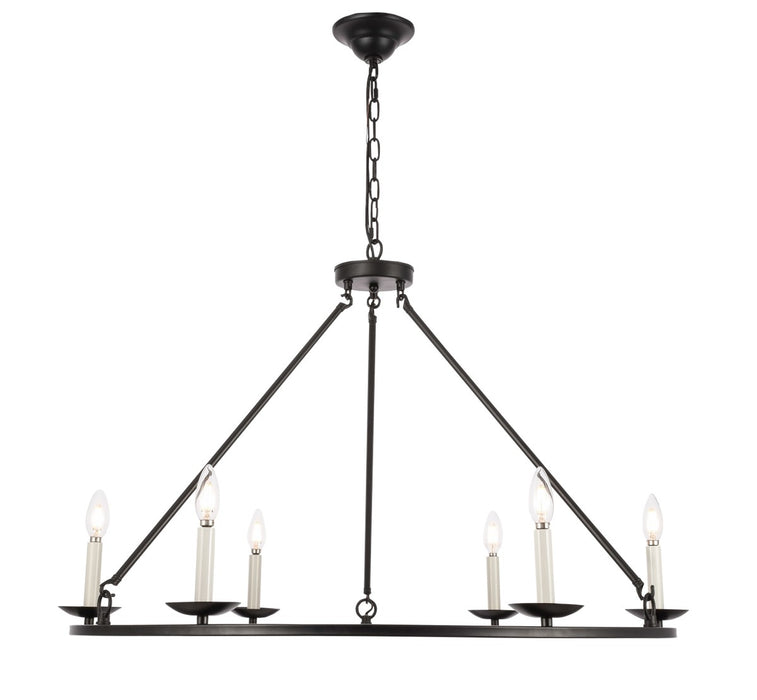 Elegant Lighting LD6010D36BK Six Light Chandelier, Black