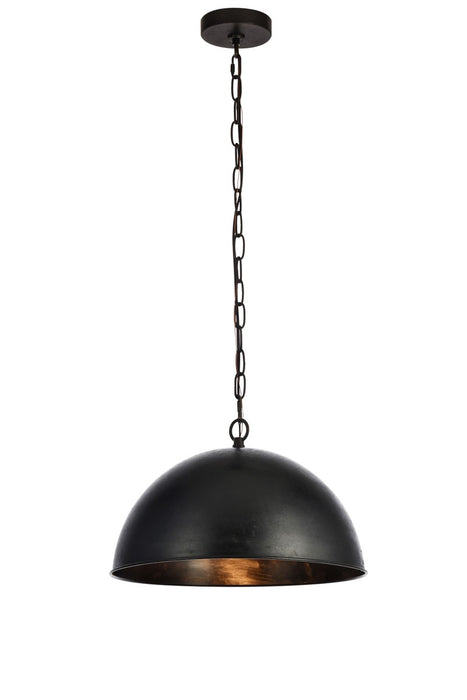 Elegant Lighting LD6013D15BK One Light Pendant, Vintage Black