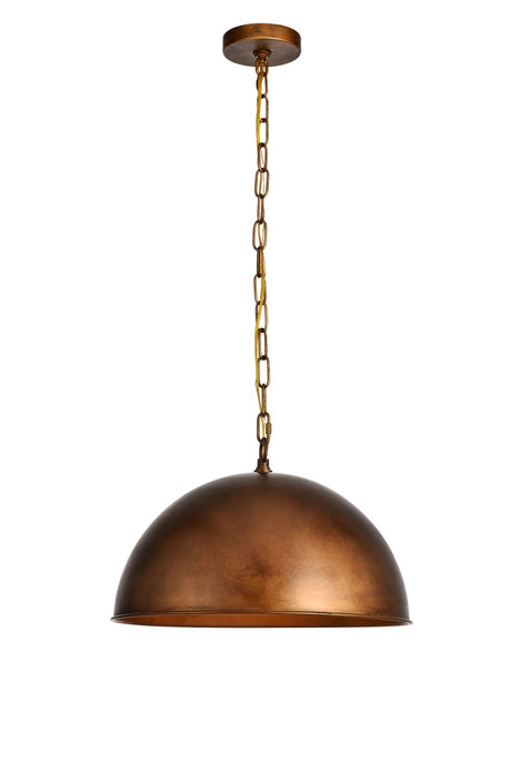 Elegant Lighting LD6013D15BR One Light Pendant, Manual Brass