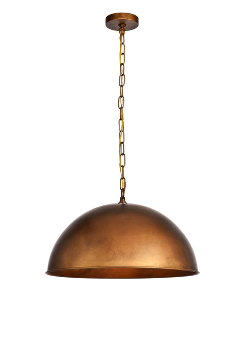 Elegant Lighting LD6013D20BR One Light Pendant, Manual Brass