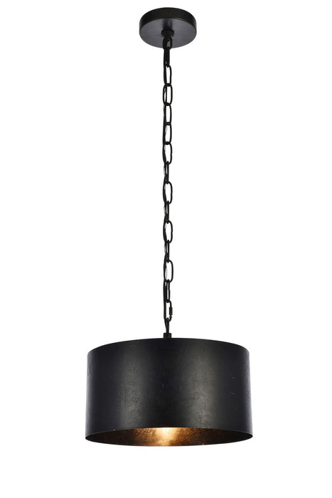 Elegant Lighting LD6015D15BK One Light Pendant, Vintage Black