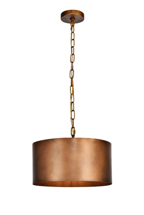 Elegant Lighting LD6015D15BR One Light Pendant, Manual Brass