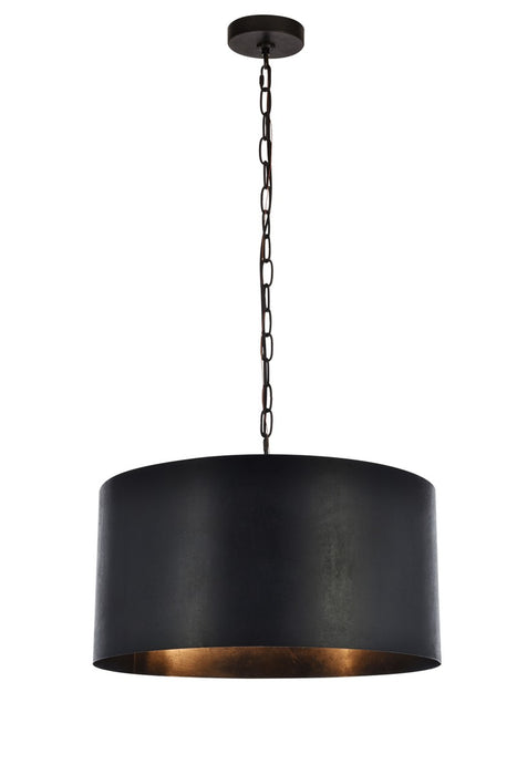 Elegant Lighting LD6015D20BK Three Light Pendant, Vintage Black