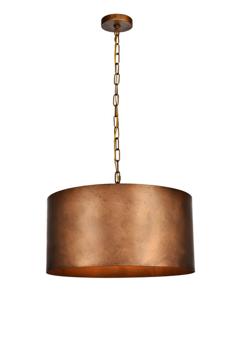 Elegant Lighting LD6015D20BR Three Light Pendant, Manual Brass