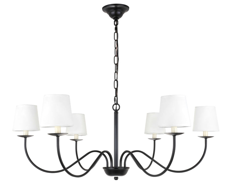 Elegant Lighting LD6103D37BK Six Light Chandelier, Black