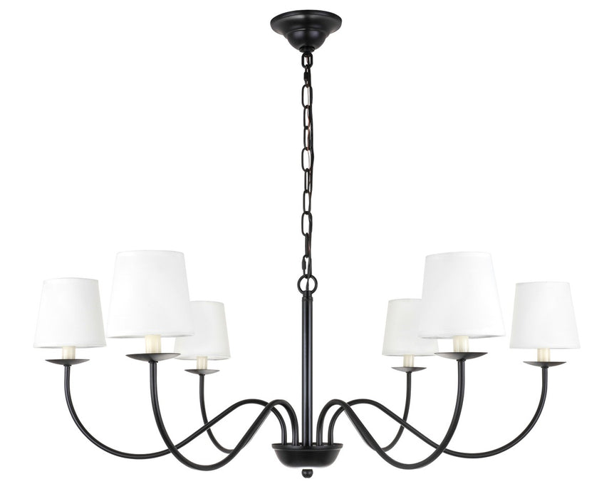 Elegant Lighting LD6103D37BK Six Light Chandelier, Black
