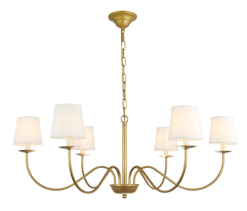 Elegant Lighting LD6103D37BR Six Light Chandelier, Brass