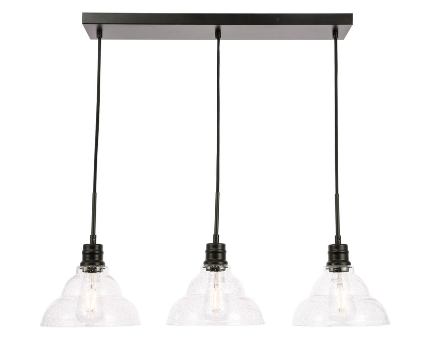Elegant Lighting LD6222BK Three Light Pendant, Black