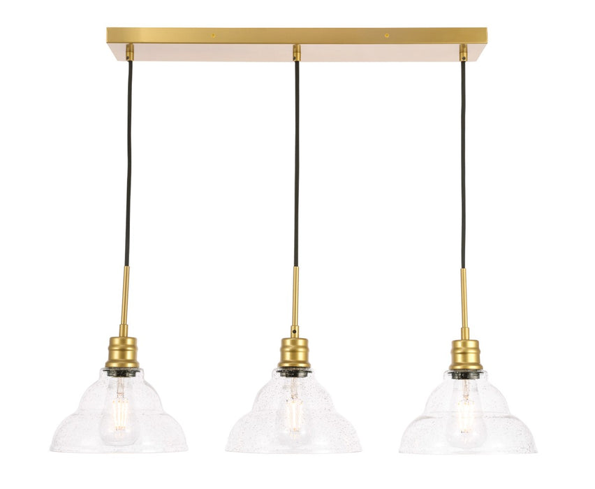 Elegant Lighting LD6224BR Three Light Pendant, Brass