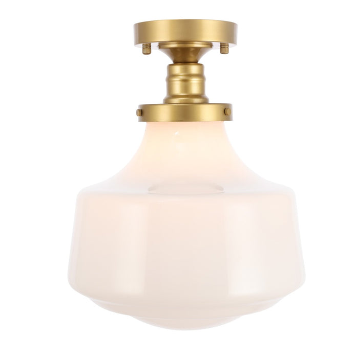 Elegant Lighting LD6245BR One Light Flush Mount, Brass