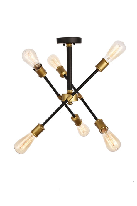 Elegant Lighting LD8003D17BK Six Light Flushmount, black