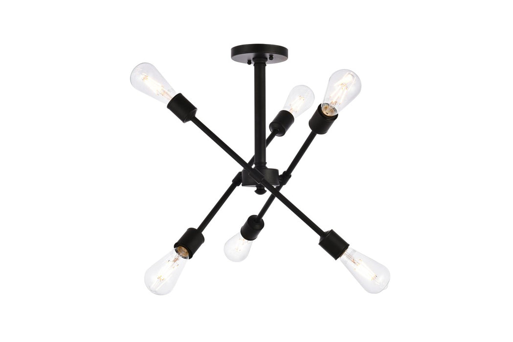 Elegant Lighting LD8003D17BLA Six Light Pendant, Black