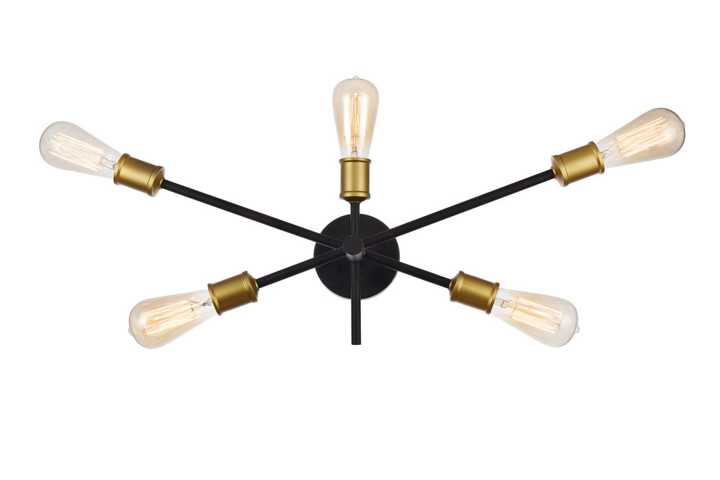 Elegant Lighting LD8003W24BK Five Light Wall Sconce, black