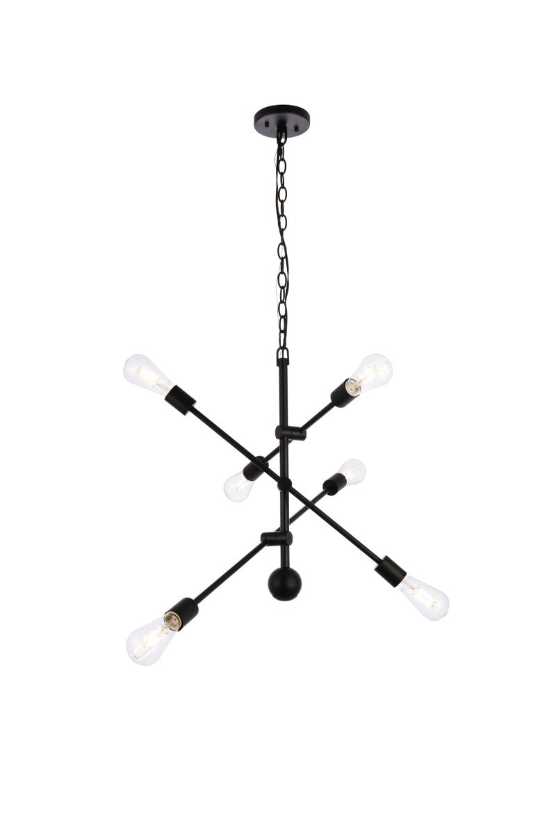 Elegant Lighting LD8006D29BLA Six Light Pendant, Black