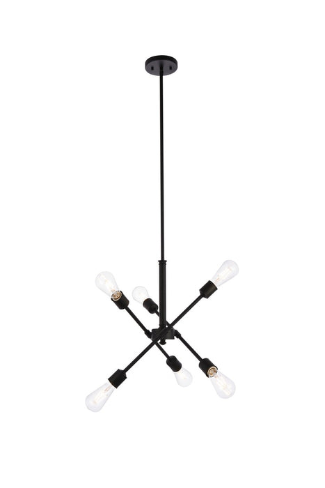 Elegant Lighting LD8015D18BLA Six Light Pendant, Black