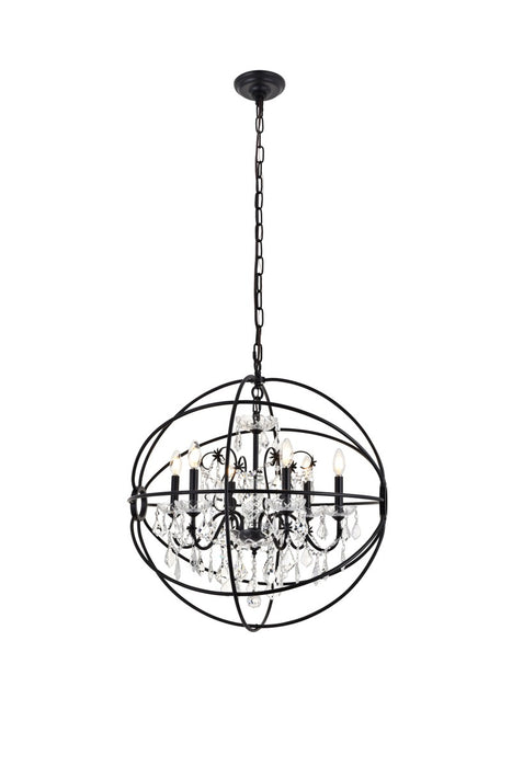 Elegant Lighting LD8801D25BK Six Light Pendant, black