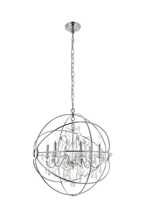 Elegant Lighting LD8801D25C Six Light Pendant, Chrome