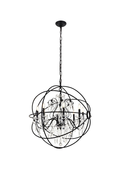 Elegant Lighting LD8801D32BK Eight Light Pendant, black