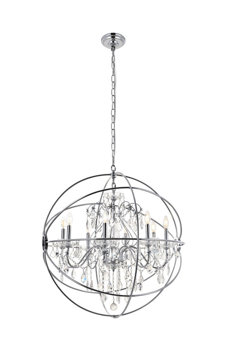 Elegant Lighting LD8801D32C Eight Light Pendant, Chrome