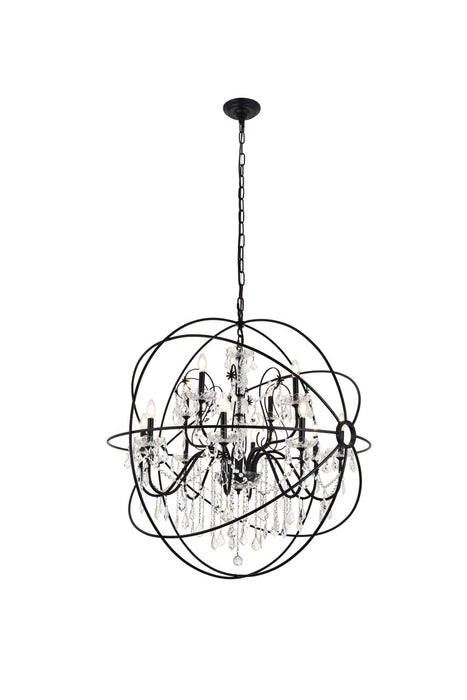Elegant Lighting LD8801D43BK 12 Light Pendant, black