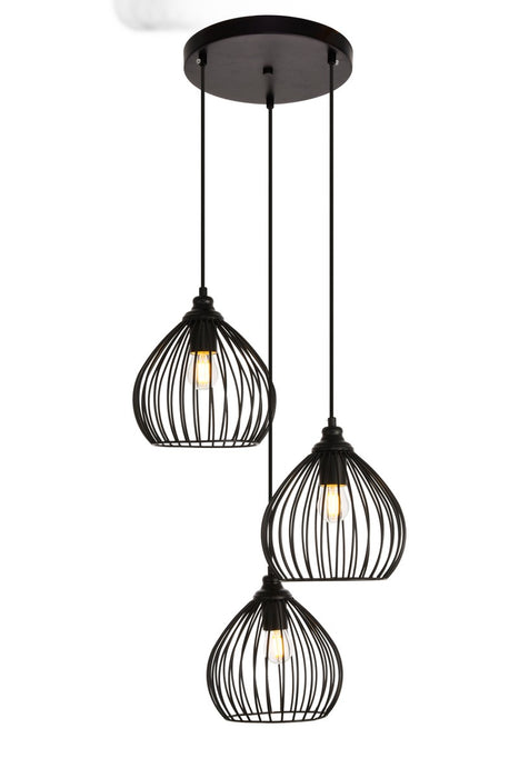 Elegant Lighting LDPD2095 Three Light Pendant, Black