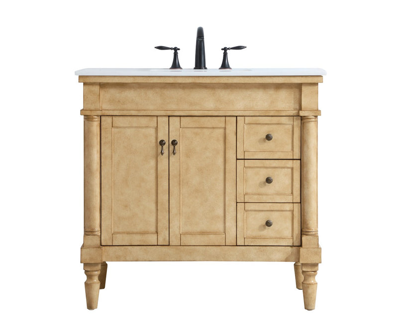 Elegant Lighting VF13036AB Single Bathroom Vanity, antique beige