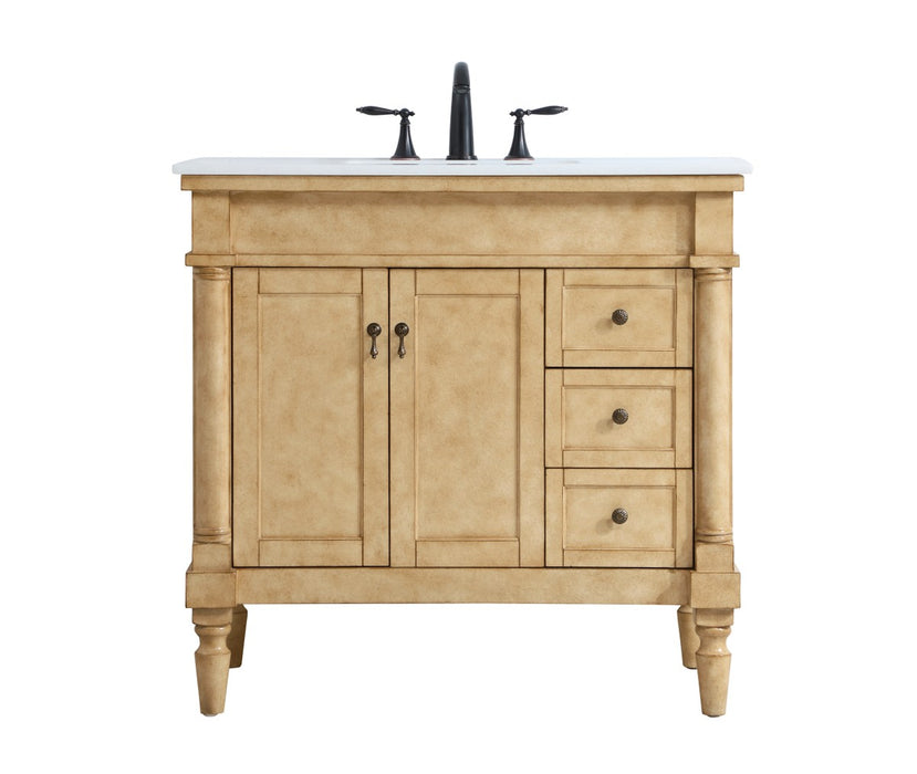 Elegant Lighting VF13036AB Single Bathroom Vanity, antique beige