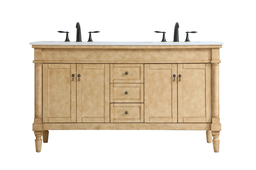 Elegant Lighting VF13060DAB Double Bathroom Vanity, antique beige