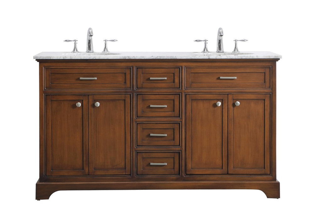 Elegant Lighting VF15060DTK Double Bathroom Vanity Set, Teak