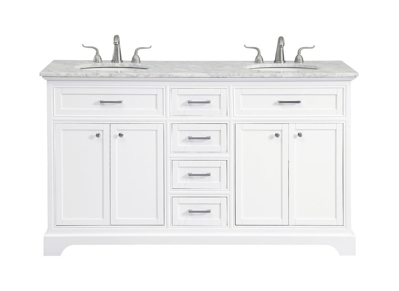 Elegant Lighting VF15060DWH Double Bathroom Vanity Set, white