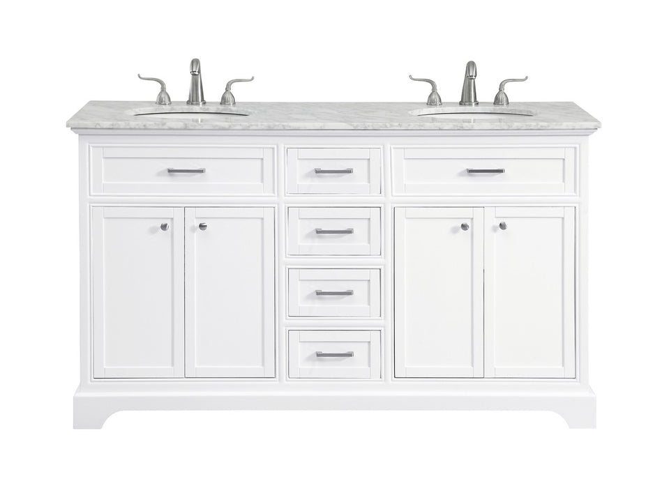 Elegant Lighting VF15060DWH Double Bathroom Vanity Set, white