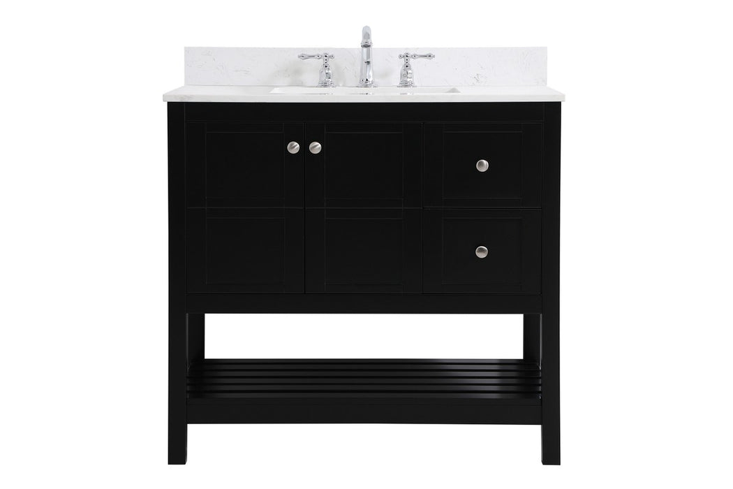 Elegant Lighting VF16436BK-BS Bathroom Vanity Set, Black