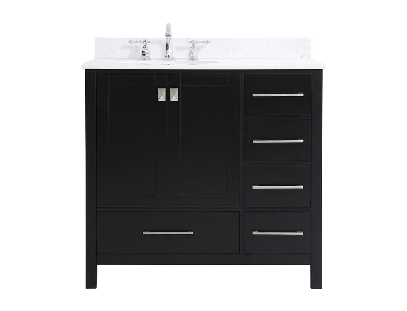 Elegant Lighting VF18836BK-BS Bathroom Vanity Set, Black