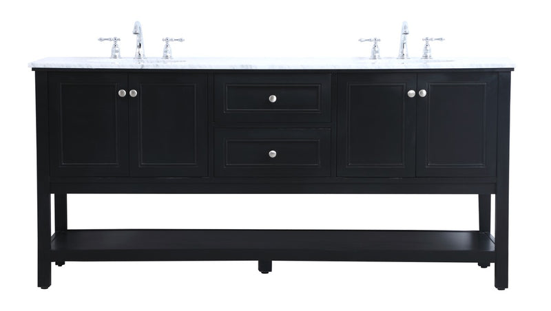 Elegant Lighting VF27072BK Double Sink Bathroom Vanity Set, Black