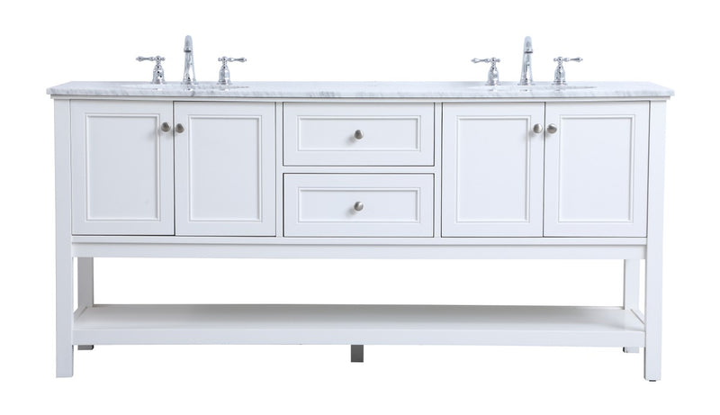 Elegant Lighting VF27072WH Double Sink Bathroom Vanity Set, White
